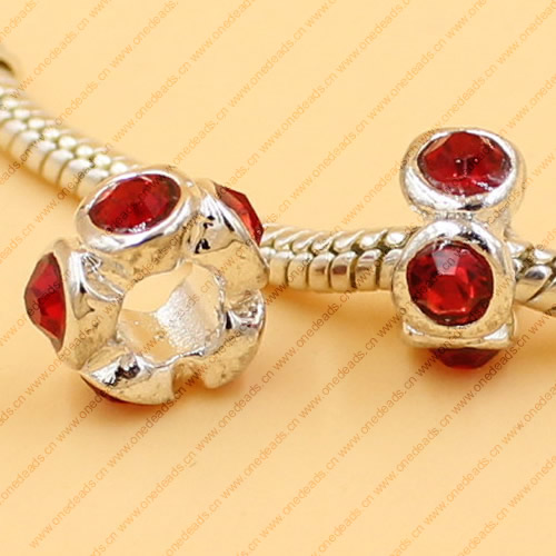 Rhinestone European Charm Beads Fits European Bracelets & Necklaces For DIY Jewelry 11x11mm Hole:Approx:5mm Sold By Bag