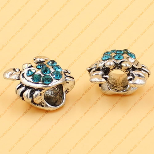 Rhinestone European Charm Beads Fits European Bracelets & Necklaces For DIY Jewelry 14x13.5mm Hole:Approx:5mm Sold By Bag