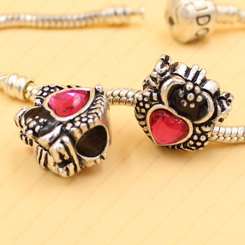 Rhinestone European Charm Beads Fits European Bracelets & Necklaces For DIY Jewelry 13x14mm Hole:Approx:6mm Sold By Bag