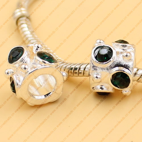 Rhinestone European Charm Beads Fits European Bracelets & Necklaces For DIY Jewelry 11x9mm Hole:Approx:5mm Sold By Bag