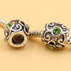 Rhinestone European Charm Beads Fits European Bracelets & Necklaces For DIY Jewelry 10x10mm Hole:Approx:5mm Sold By Bag