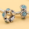 Rhinestone European Charm Beads Fits European Bracelets & Necklaces For DIY Jewelry 12x6mm Hole:Approx:6mm Sold By Bag