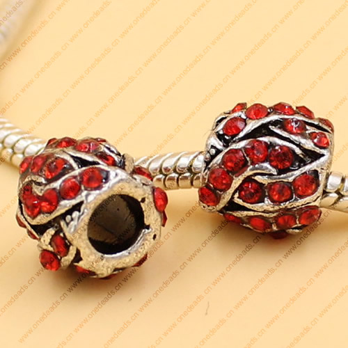 Rhinestone European Charm Beads Fits European Bracelets & Necklaces For DIY Jewelry 10x10mm Hole:Approx:5mm Sold By Bag