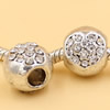 Rhinestone European Charm Beads Fits European Bracelets & Necklaces For DIY Jewelry 11x10mm Hole:Approx:4.5mm Sold By Bag