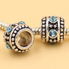 Rhinestone European Charm Beads Fits European Bracelets & Necklaces For DIY Jewelry 10x9mm Hole:Approx:6mm Sold By Bag
