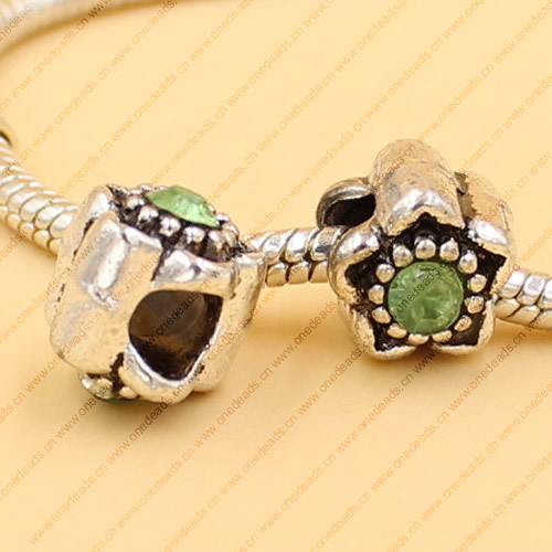 Rhinestone European Charm Beads Fits European Bracelets & Necklaces For DIY Jewelry 11x10mm Hole:Approx:5mm Sold By Bag
