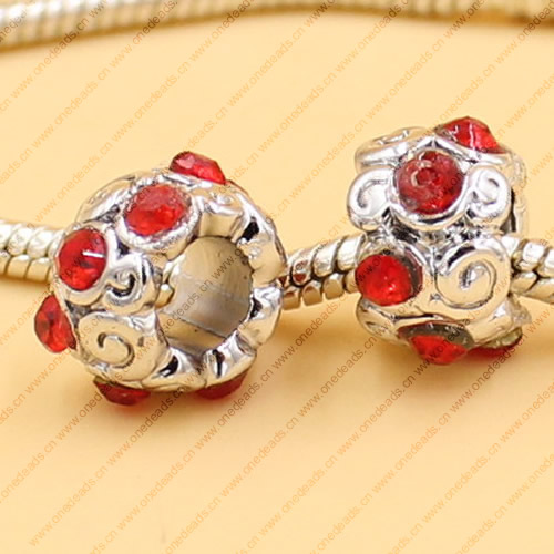 Rhinestone European Charm Beads Fits European Bracelets & Necklaces For DIY Jewelry 11x8mm Hole:Approx:5mm Sold By Bag