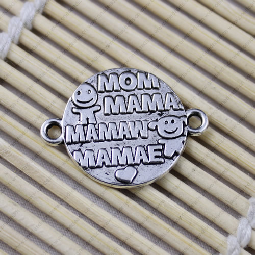 Metal Zinc Alloy "MOM MAMA MAMAW MAMAE" Connectors Pendant For Bracelet Clasps Beads 21x28mm Sold By KG