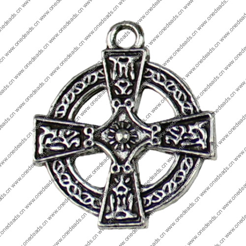 Pendant. Fashion Zinc Alloy jewelry findings.Cross 24x20mm. Sold by KG