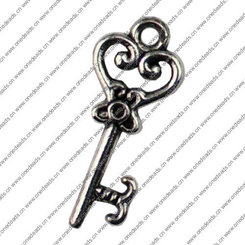 Pendant. Fashion Zinc Alloy jewelry findings.Key 21x9mm. Sold by KG