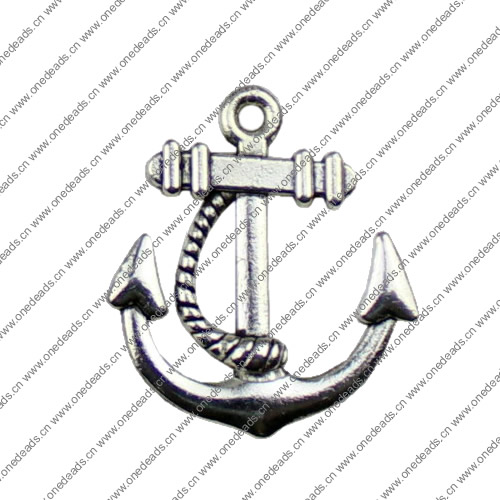 Pendant. Fashion Zinc Alloy jewelry findings. Anchor 19x22mm. Sold by KG