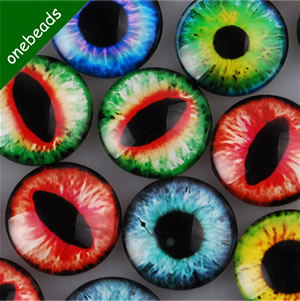 Mixed Style Fashion Dragon Eye Round Glass Cabochon Dome Cameo 25mm Sold by PC