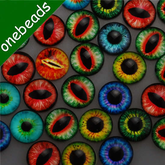 Fashion Mixed Style Dragon Eyes Round Glass Cabochon Dome Cameo Jewelry Finding 18mm Sold by PC 
