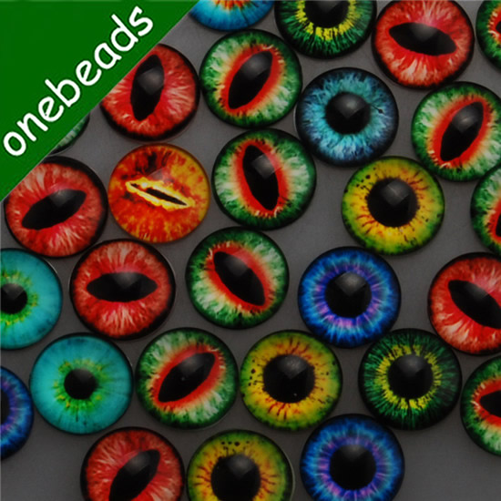 Fashion Mixed Style Dragon Eyes Round Glass Cabochon Dome Cameo Jewelry Finding 18mm Sold by PC 