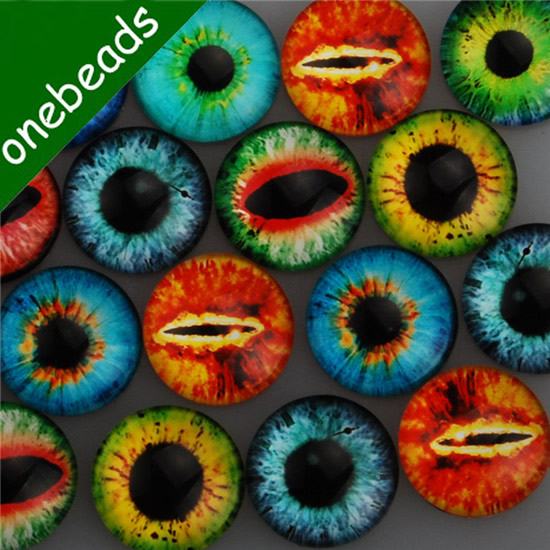 Fashion Mixed Style Dragon Eyes Round Glass Cabochon Dome Cameo Jewelry Finding 20mm Sold by PC