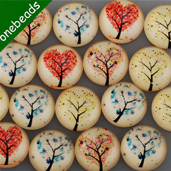 Fashion Mixed Style Cartoo Life Tree Glass Cabochon Dome Cameo Jewelry Finding 20mm Sold by PC
