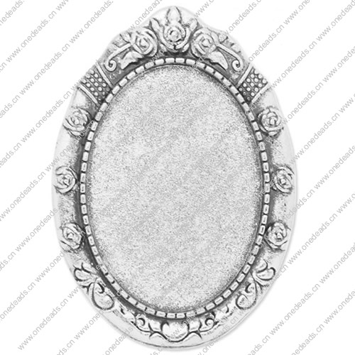 Zinc Alloy Brooch Cabochon Settings. Fashion Jewelry Findings. 34x48mm Inner dia 25x35mm. Sold by PC