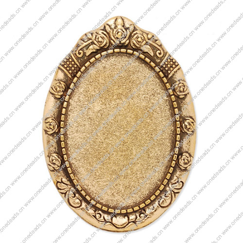 Zinc Alloy Brooch Cabochon Settings. Fashion Jewelry Findings. 34x48mm Inner dia 25x35mm. Sold by PC