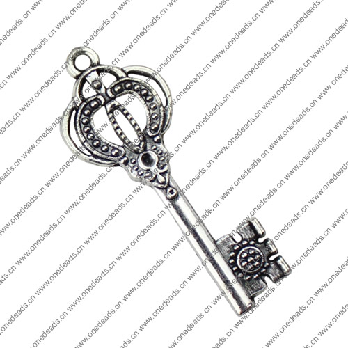 Pendant. Fashion Zinc Alloy jewelry findings.Key 44x17mm Sold by KG