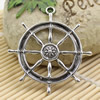 Metal Zinc Alloy Silver Tone Wheel Pendant For Necklace DIY Jewelry Making Accessories 53x48.5mm Sold By KG
