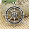 Metal Zinc Alloy Silver Tone Wheel Pendant For Necklace DIY Jewelry Making Accessories 53x48.5mm Sold By KG