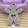 Metal Zinc Alloy Silver Tone People Pendant For Necklace DIY Jewelry Making Accessories 16x12mm Sold By KG
