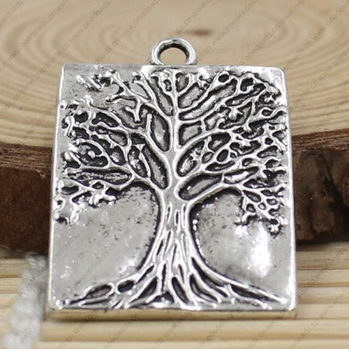 Metal Zinc Alloy Silver Tone Tree Pendant For Necklace DIY Jewelry Making Accessories 32x22mm Sold By KG