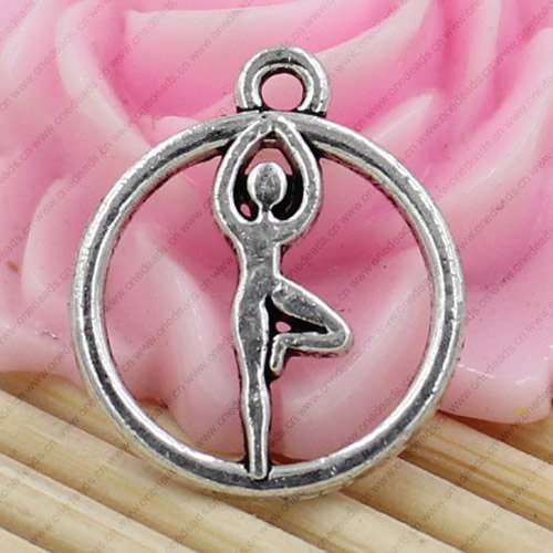 Metal Zinc Alloy Silver Tone People Pendant For Necklace DIY Jewelry Making Accessories 19x16mm Sold By KG