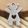 Metal Zinc Alloy Silver Tone Girl Pendant For Necklace DIY Jewelry Making Accessories 16x11mm Sold By KG
