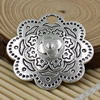 Metal Zinc Alloy Silver Tone Flower Pendant For Necklace DIY Jewelry Making Accessories 40x40mm Sold By KG