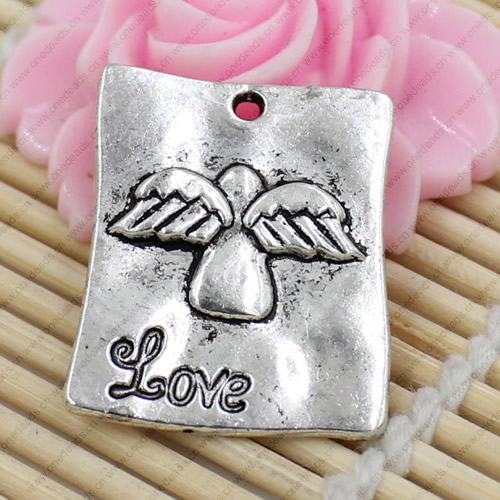 Metal Zinc Alloy Silver Tone Angle Love Pendant For Necklace DIY Jewelry Making Accessories 28x23mm Sold By KG