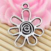 Metal Zinc Alloy Silver Tone Flower Pendant For Necklace DIY Jewelry Making Accessories 28x18.5mm Sold By KG