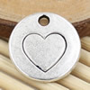 Metal Zinc Alloy Silver Tone Heart Pendant For Necklace DIY Jewelry Making Accessories 15x15mm Sold By KG