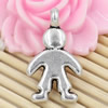 Metal Zinc Alloy Silver Tone People Pendant For Necklace DIY Jewelry Making Accessories 28x16mm Sold By KG