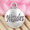 Metal Zinc Alloy Silver Tone with "Miracles" Pendant For Necklace DIY Jewelry Making Accessories 10x16mm Sold By KG
