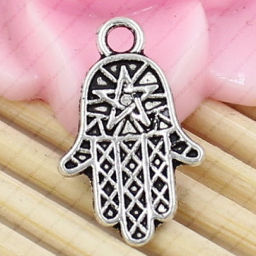 Metal Zinc Alloy Silver Tone Hands Pendant For Necklace DIY Jewelry Making Accessories 15x12mm Sold By KG
