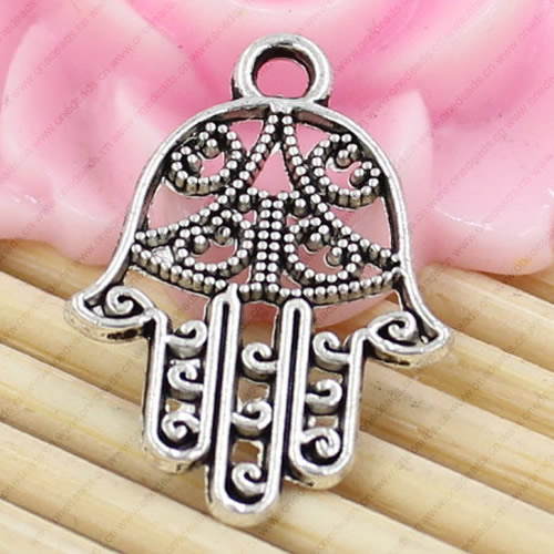 Metal Zinc Alloy Silver Tone Hands Pendant For Necklace DIY Jewelry Making Accessories 21x15mm Sold By KG