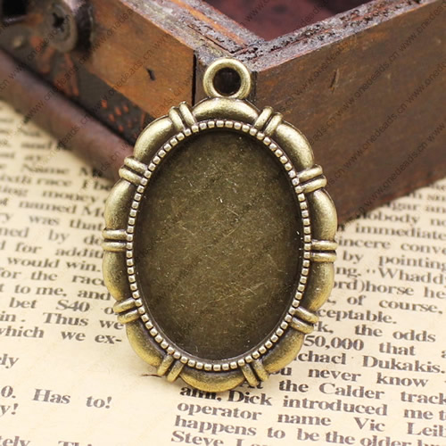 Zinc Alloy Cabochon Settings. Fashion Jewelry Findings.28x40mm Inner dia:20x28mm. Sold by KG