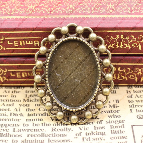 Zinc Alloy Cabochon Settings. Fashion Jewelry Findings.30x37mm Inner dia:18x25mm. Sold by KG