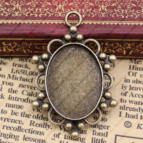 Zinc Alloy Cabochon Settings. Fashion Jewelry Findings.29x44mm Inner dia:18x25mm. Sold by KG