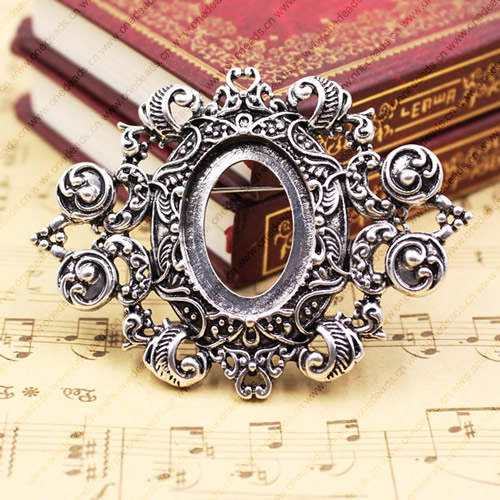 Zinc Alloy Brooch Cabochon Settings.Fashion Jewelry Findings.47x63mm Inner dia 18x25mm. Sold by PC