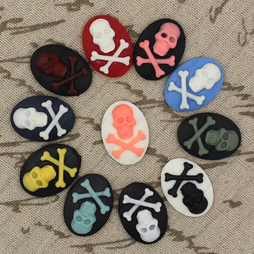 Flat Back Resin Skeleton Cameos Cabochons For Settings Mixed colors Jewelry Pendant DIY-Accessories 18x25mm Sold by PC  