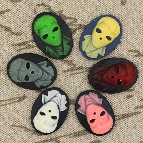 Flat Back Resin Skeleton Cameos Cabochons For Settings Mixed colors Jewelry Pendant DIY-Accessories 18x25mm Sold by PC  