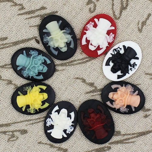 Flat Back Resin Skeleton Cameos Cabochons For Settings Mixed colors Jewelry Pendant DIY-Accessories 18x25mm Sold by PC  