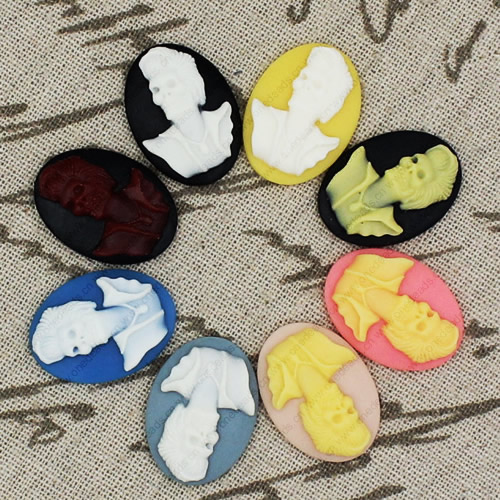 Flat Back Resin Skeleton Cameos Cabochons For Settings Mixed colors Jewelry Pendant DIY-Accessories 18x25mm Sold by PC  