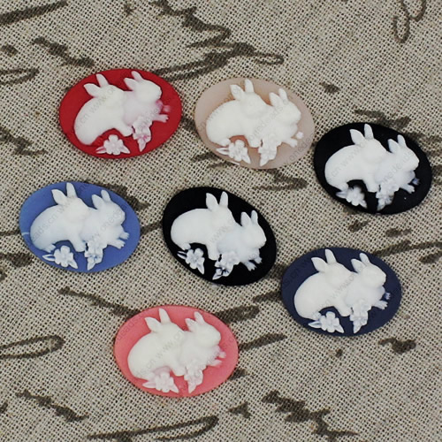 Flat Back Resin Hare Cameos Cabochons For Settings Mixed colors Jewelry Pendant DIY-Accessories 18x25mm Sold by PC  