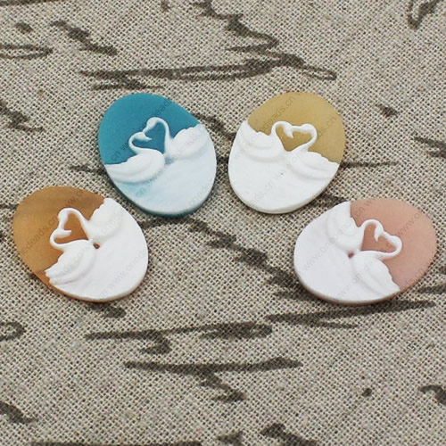Flat Back Resin Swan Cameos Cabochons For Settings Mixed colors Jewelry Pendant DIY-Accessories 18x25mm Sold by PC  