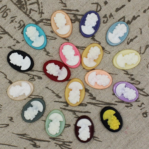 Flat Back Resin People Head  Cameos Cabochons For Settings Mixed colors Jewelry Pendant DIY-Accessories 18x25mm Sold by PC  
