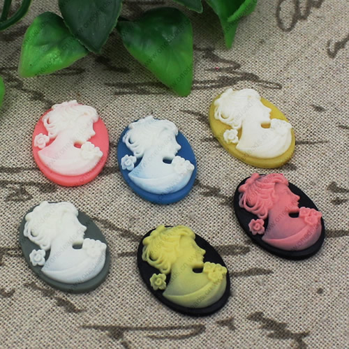 Flat Back Resin People Head  Cameos Cabochons For Settings Mixed colors Jewelry Pendant DIY-Accessories 18x25mm Sold by PC  