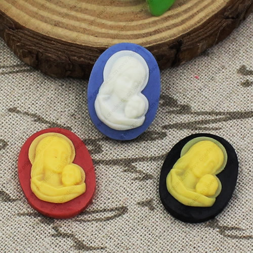 Flat Back Resin Madonna Cameos Cabochons For Settings Mixed colors Jewelry Pendant DIY-Accessories 18x25mm Sold by PC  